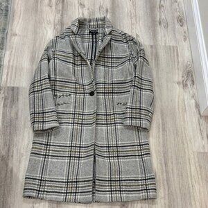 Madewell Gray Plaid Pea Coat xxs OVERSIZED fits like Small